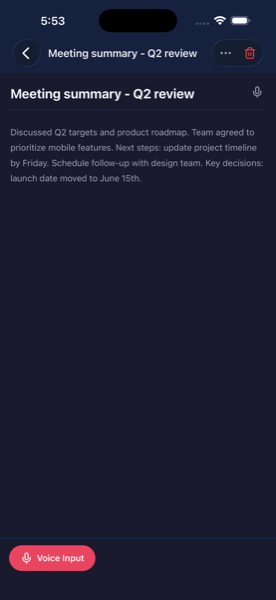 Note editor screen